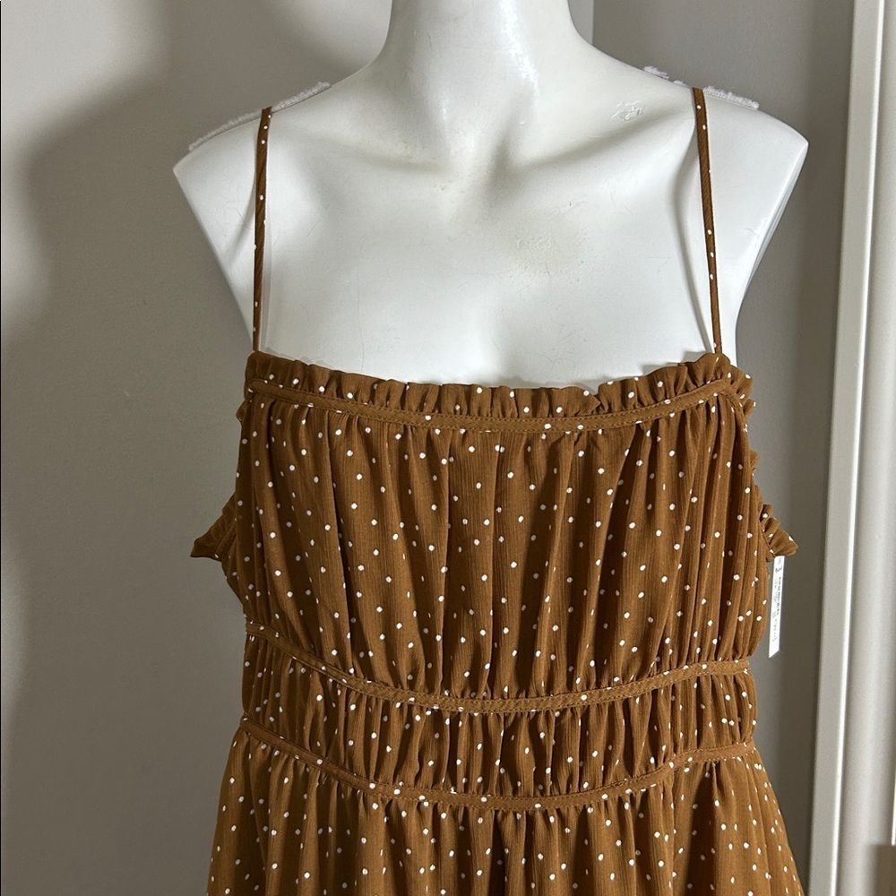 Madewell Sophia Cami Tiered Midi Dress in Dot Brown Polka Dot Sz 14 NEW - Picture 6 of 11